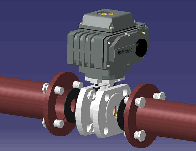 電子式電動(dòng)調(diào)節(jié)閥與管道的安裝示意圖