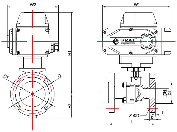 襯氟防腐電動(dòng)調(diào)節(jié)閥主要連接尺寸