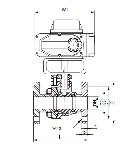 法蘭式O型球閥雙面密封結(jié)構(gòu)尺寸圖