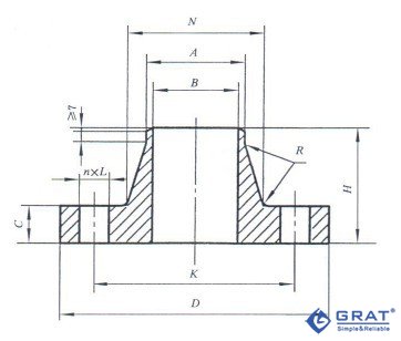 圖1 平面(FF)對(duì)焊鋼制管法蘭