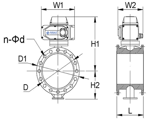 電動通風蝶閥安裝尺寸圖 電動通風蝶閥安裝尺寸圖