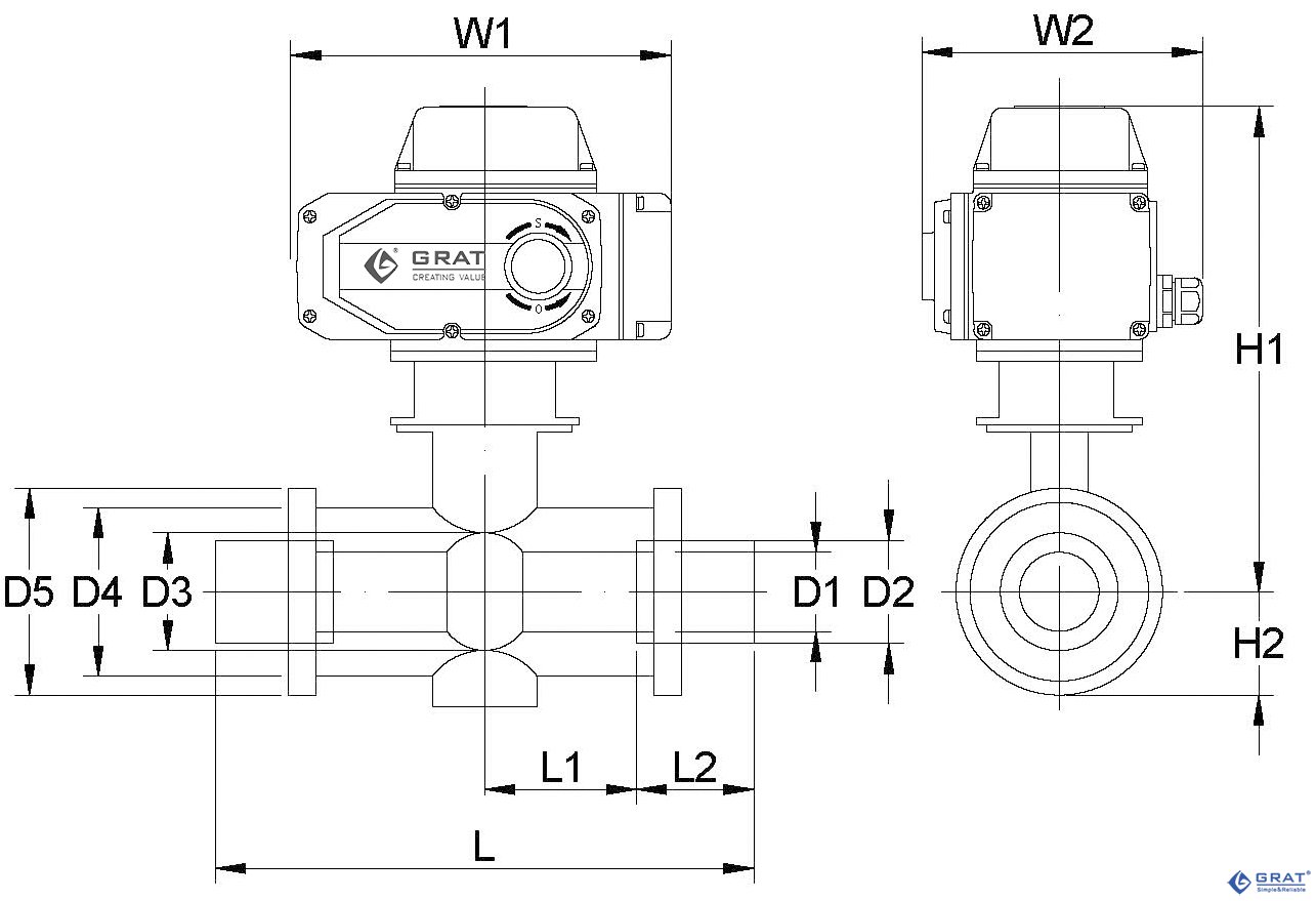 UPVC電動球閥安裝尺寸圖 UPVC電動球閥安裝尺寸圖