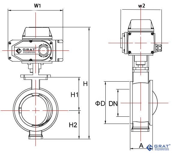 硬密封電動球閥安裝尺寸圖